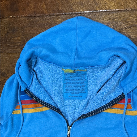 Aviator Nation Blue Sweatshirt Hoodie Stripes - Picture 6 of 7
